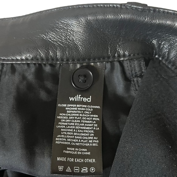 Aritzia Wilfred Rebel High Rise Vegan Leather Straight Leg Black Pants Size 2 26 - Picture 10 of 15